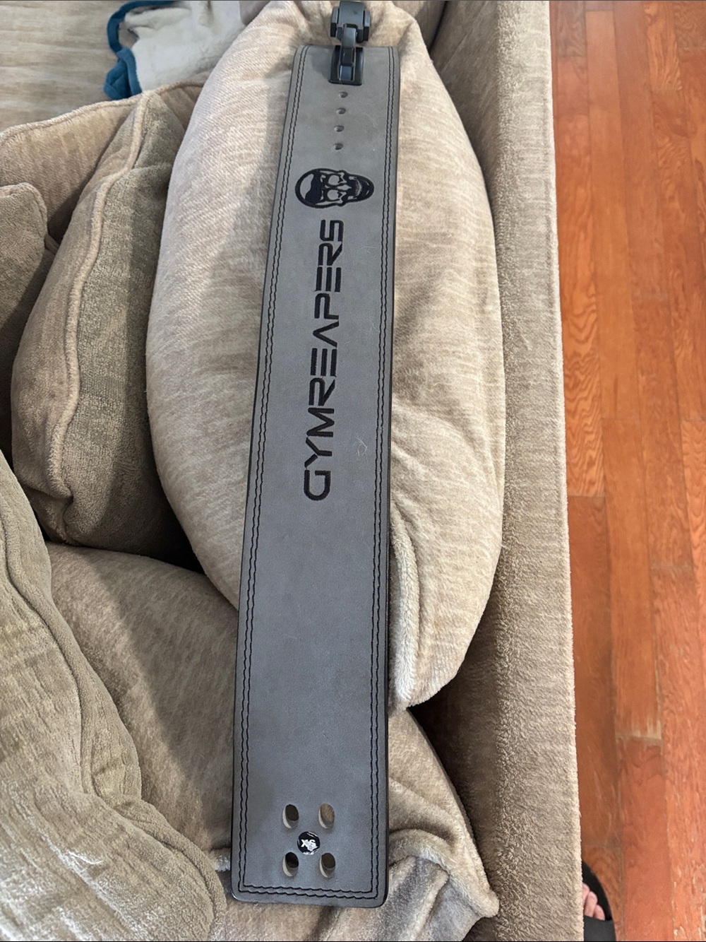 Gymreapers Gray Leather Weight Lifting Belt - Supportive Training Belt